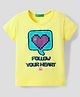 UCB Knit Half Sleeves T-Shirt with Follow Your Heart Text Print - Yellow