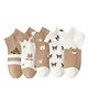 MOMISY Cotton Pack Of 5 Teddy Bear Designed Socks - Brown & White