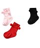MOMISY Cotton Pack Of 3 Bow Applique Detailed Socks - Red Black & Pink