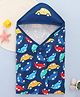 Babyhug Terry Knit Hooded Towel With Car Print L 76.2 x B 76.2 cm - Navy Blue