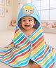Babyhug Cotton Terry Knit Hooded Bath Towel with Stripe Design & Bear Print L 76 x B 76 cm - Multicolor