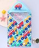 Babyhug Cotton Terry Knit Hooded Bath Towel with Cars Print L 76 x B 76 cm - Multicolor