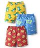 Babyhug Cotton Woven Above Knee Length Boxers With Crocodile Space Theme & Smile Print Pack Of 3 - Yellow Blue & Red
