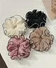 Ziory Set Of 4 Solid Ruched Hair Scrunchies - Beige Black Pink & Champagne