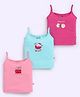 MOONKIDS  100% Cotton Knit Pack Of 3 Sleeveless Cherries & Donuts Printed Vests - Pink Fuchsia & Blue