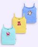 MOONKIDS 100% Cotton Knit Pack Of 3 Sleeveless Bird & Cat Printed Camisoles - Yellow Light & Deep Blue