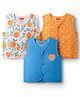 Babyhug 100% Cotton Knit Sleeveless Front Open Jhablas with Orange & Polka Dots Print Pack of 3 - Orange Blue & White