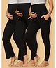 The Mom Store Cotton Solid Maternity Trackpants Leggings & Joggers Set - Black