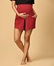 The Mom Store Cotton Solid Comfy Maternity Shorts - Red Melange