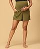 The Mom Store Cotton Solid Maternity Shorts - Olive Green