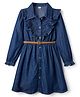 Hola Bonita Cotton Woven Full Sleeves Denim Shirt Dress With Belt - Blue