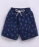 Kidcity Cotton Loopknit Palm Trees & Polka Dots Printed Shorts - Navy Blue
