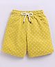 Kidcity Cotton Loopknit Polka Dots Printed Shorts - Mustard