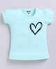 Kidcity Cotton Sinker Half Puffed Sleeves Heart Printed Top - Light Blue