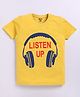 Kidcity Cotton Sinker Listen Up Text Printed Tee - Mustard