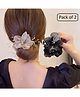 Ziory Set Of 2 Floral Applique Detailed Scrunchies - Champagne & Black