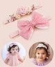 Ziory Set Of 2 Bow & Floral Applique Detailed Headbands - Pink