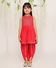 KID1 Silk Blend Sleeveless Threadwork Embroidered Sequins Embellished Dhoti Kurta Set - Red