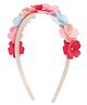 Aye Candy Floral Applique Detailed Tiara Style Hair Band - Light Pink Dark Pink & Blue