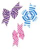 Aye Candy Set Of 3 Striped Bow Applique Detailed Hair Alligator Clips - Pink Blue & Purple