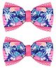 Aye Candy Set Of 2 Floral Designed Bow Applique Detailed Hair Alligator Clips - Dark Pink