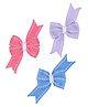 Aye Candy Set Of 3 Bow Applique Detailed & Polka Dots Designed Alligator Hair Clips - Pink Blue & Lavender