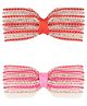 Aye Candy Set Of 2 Bow Applique Detailed Striped Hair Alligator Clips - Red & Pink