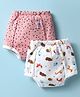 Ben Benny Cotton Interlock Knit Waterproof Laminated Padded Briefs with Animal Print Pack of 2 - Pink & White