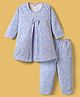 Ben Benny 100% Cotton Single Jersey Knit Full Sleeves Co-ords Night Suit With Floral Print - Blue