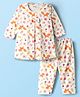 Ben Benny 100% Cotton Single Jersey Knit Full Sleeves Co-ords Night Suit With Floral & Animal Print - White