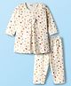 Ben Benny 100% Cotton Single Jersey Knit Full Sleeves Co-ords Night Suit With Mushroom Print - White