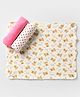 Ben Benny Terry Cotton Knit Super Absorbent Hand & Face Towels with Dotted Design Teddy Print & Solid Pack of 3 L 27 x B 25 cm - Pink & White