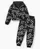OLLINGTON ST. 100% Cotton Winterwear Co-Ord Set Of Text Printed Full Sleeves Hoodie & Joggers  - Black