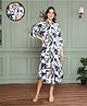 MomToBe Rayon Three Fourth Sleeves Abstract Printed Maternity Dress With Nursing Access - Multi Colour