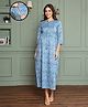 MomToBe Cotton Three Fourth Sleeves Floral Printed Maternity Dress With Concealed Zipper Nursing Access - Cornflower Blue