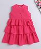 The Magic Wand Cotton Sleeveless Solid Layered Dress - Pink