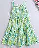 The Magic Wand Cotton Sleeveless Tie Dye Smocked Tiered Dress - Green
