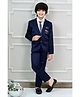 BT DEZINES Satin Full Sleeves Solid 3 Piece Party Suit Set With Polka Dots Printed Tie - Navy Blue