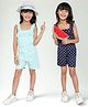 Little Angels Cotton Pack Of 2 Sleeveless Stars Printed Jumpsuits - Light & Navy Blue