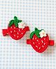 Bobbles & Scallops Strawberry Crochet Applique Detailed Hair Alligator Clips - Red