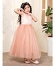 Toy Balloon Kids Net Sleeveless Shimmered Striped Gown - Dusty Rose