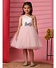 Toy Balloon Kids Net Sleeveless Floral Embroidered Bow Applique Detailed Dress - Peach