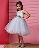 Toy Balloon Kids Net Sleeveless Floral Embroidered Bow Applique Detailed Dress - Light Blue