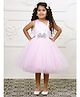 Toy Balloon Kids Net Sleeveless Bow Applique Detailed Sequins Embellished Stars Glitter Printed Dress - Pink