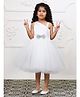 Toy Balloon Kids Net Sleeveless Bow Applique Detailed Sequins Embellished Stars Glitter Printed Dress - White