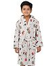 Rangoli Cotton Full Sleeves Construction Theme Printed Ultra Soft Bathrobe With Attached Adjustable Belt - Grey