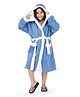 Rangoli 100% Cotton Terry Full Sleeves Solid With Attached Belt Ultra Soft Bath Robe - Blue