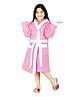 Rangoli 100% Cotton Terry Full Sleeves Solid With Attached Belt Ultra Soft Bath Robe - Baby Pink