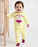Doodle Poodle 100% Cotton Knit Full Sleeves Striped Night Suit With Dancing Queen Print - Yellow & White