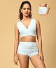 The Mom Store Cotton Sleeveless Solid Nursing Sleeping Maternity Bra & Overbelly Support Panties - Blue